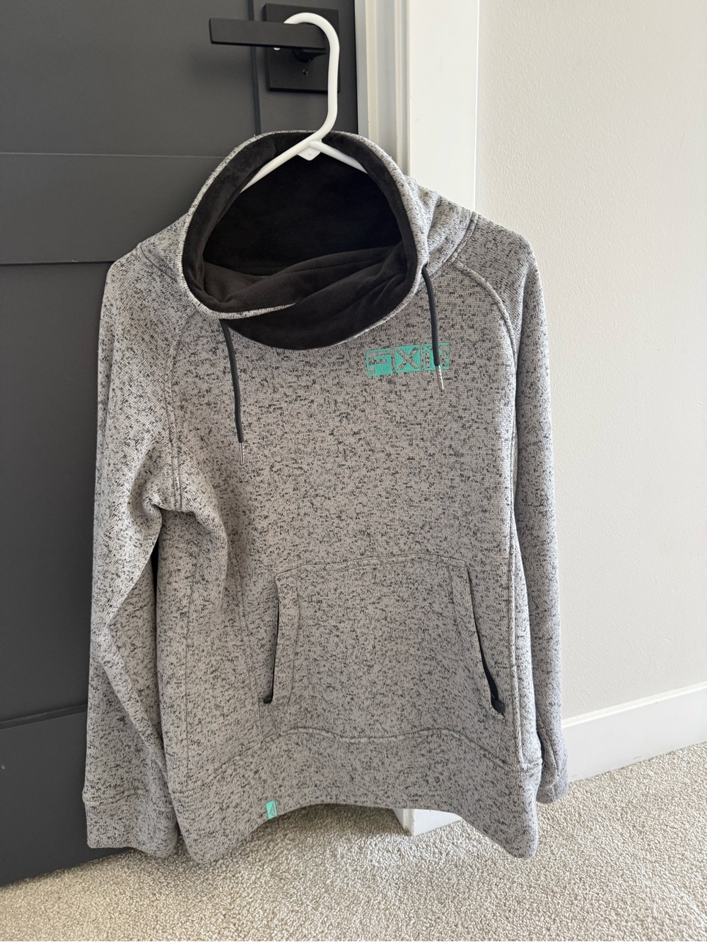 Gray Speckled Cowl Neck Pullover Sweatshirt